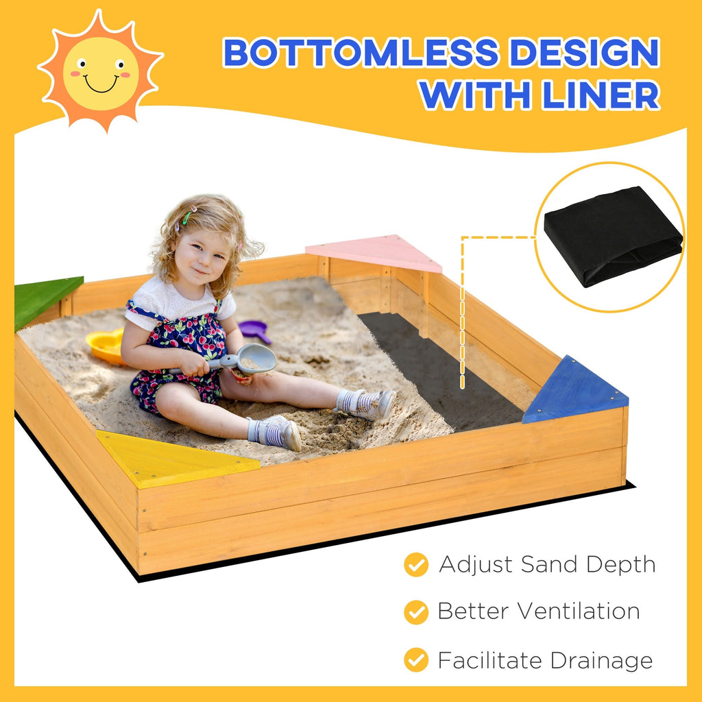 Easycomfort Sabbiera per Bambini da 4 Posti in Legno di Abete with Design senza Fondo, 109x109x19.8 cm