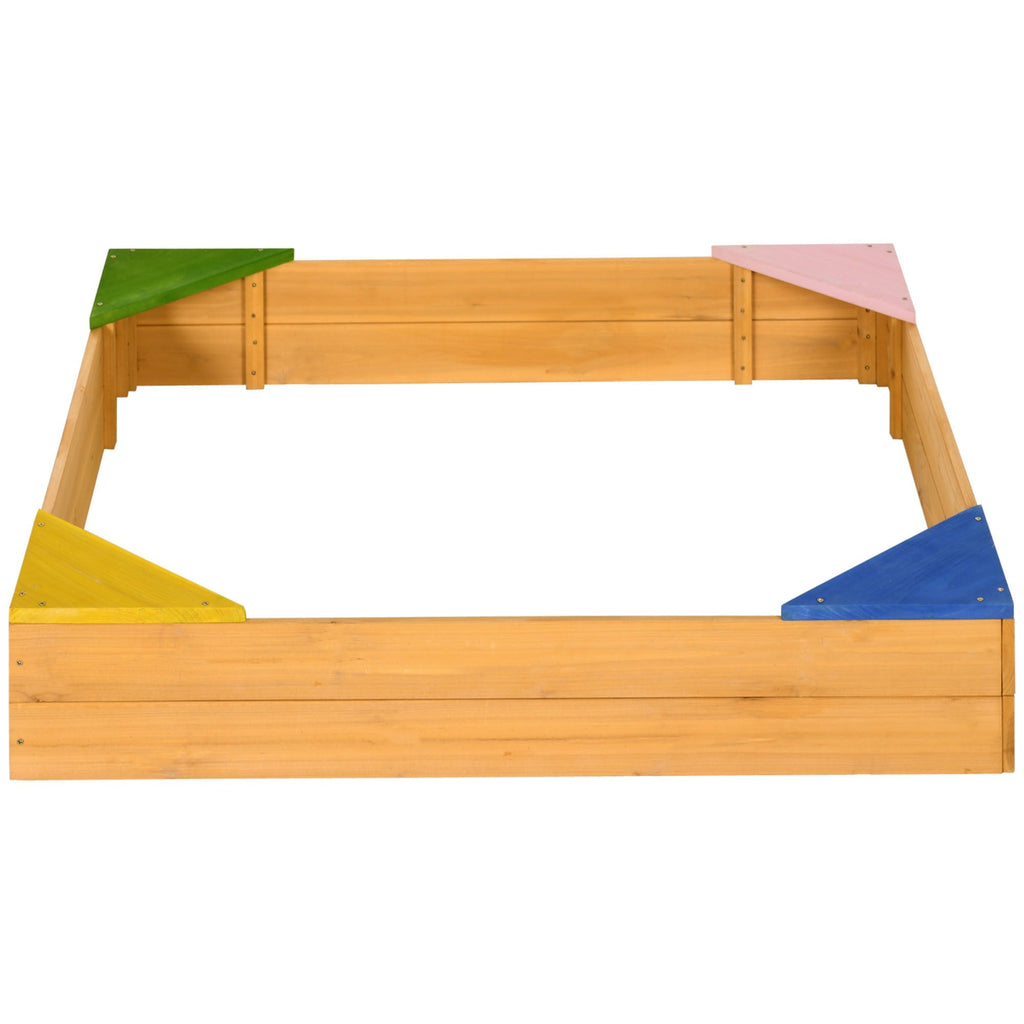 Easycomfort Sabbiera per Bambini da 4 Posti in Legno di Abete with Design senza Fondo, 109x109x19.8 cm