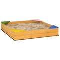 Easycomfort Sabbiera per Bambini da 4 Posti in Legno di Abete with Design senza Fondo, 109x109x19.8 cm
