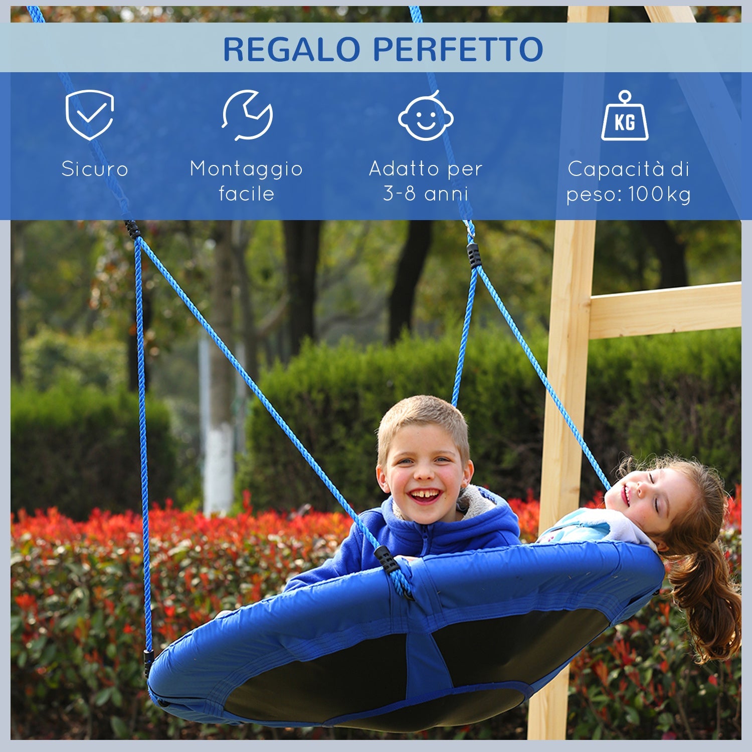 Easycomfort Altalena da Giardino per Bambini tra 3 e 8 anni Interno ed Esterno ?100 × 180cm Carico Massimo di 100kg