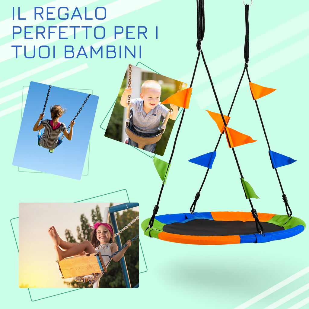 Easycomfort Altalena Rotonda a Nido per Bambini di +3 Anni per Giardino, Esterni, Interni, Cameretta, Multicolor ?100x120-180Acm
