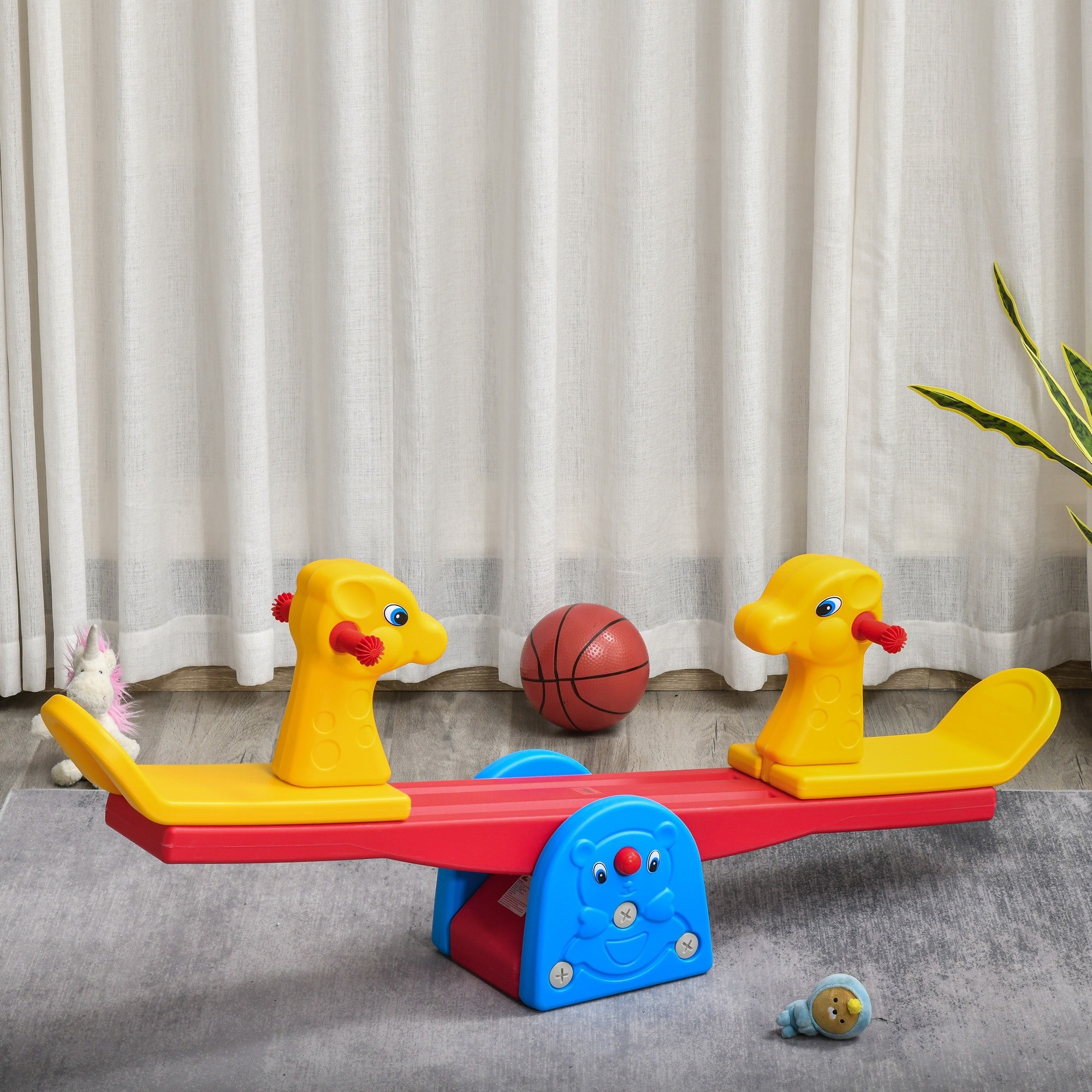 Easycomfort Altalena a Bilico with Maniglie Antiscivolo per Bambini Età 1-4 Anni, Plastica HDPE Atossica, 150x32x60cm, Multicolore