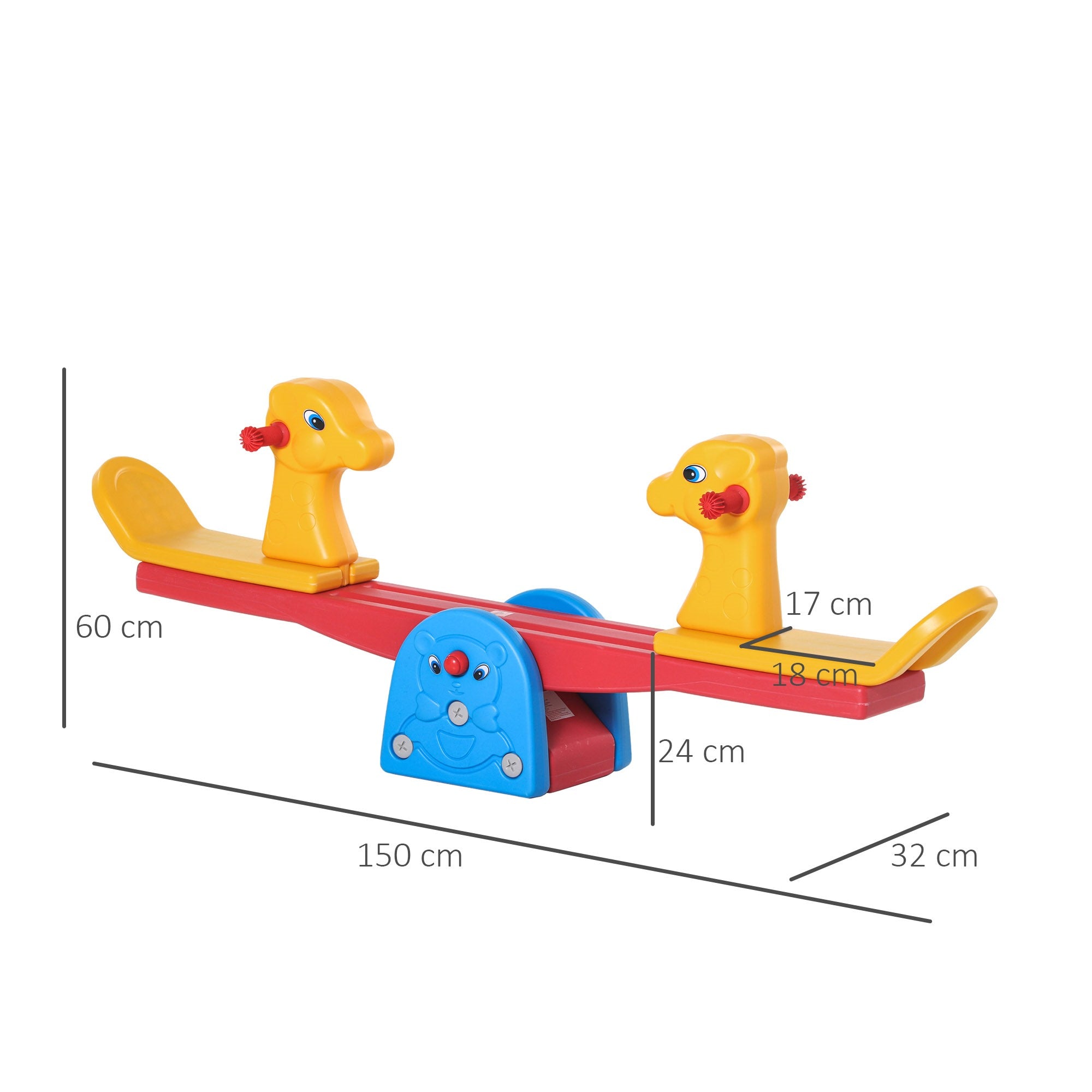 Easycomfort Altalena a Bilico with Maniglie Antiscivolo per Bambini Età 1-4 Anni, Plastica HDPE Atossica, 150x32x60cm, Multicolore