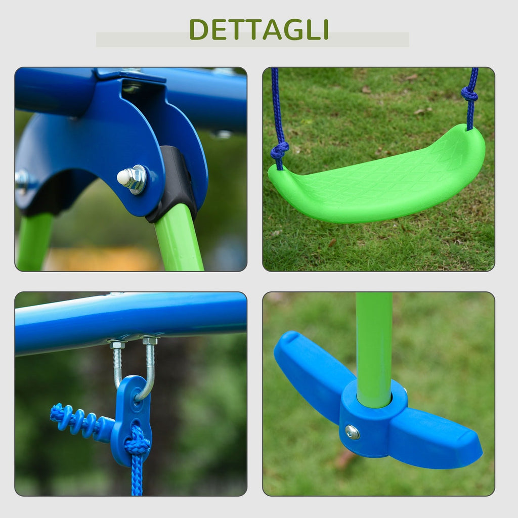 Easycomfort Set Altalene da Giardino per 4 Bambini, 1 Altalena Doppia e 2 Altalene Singole, Capacità di peso 45kg (Altalena) 180kg (Totale), 280x140x178cm