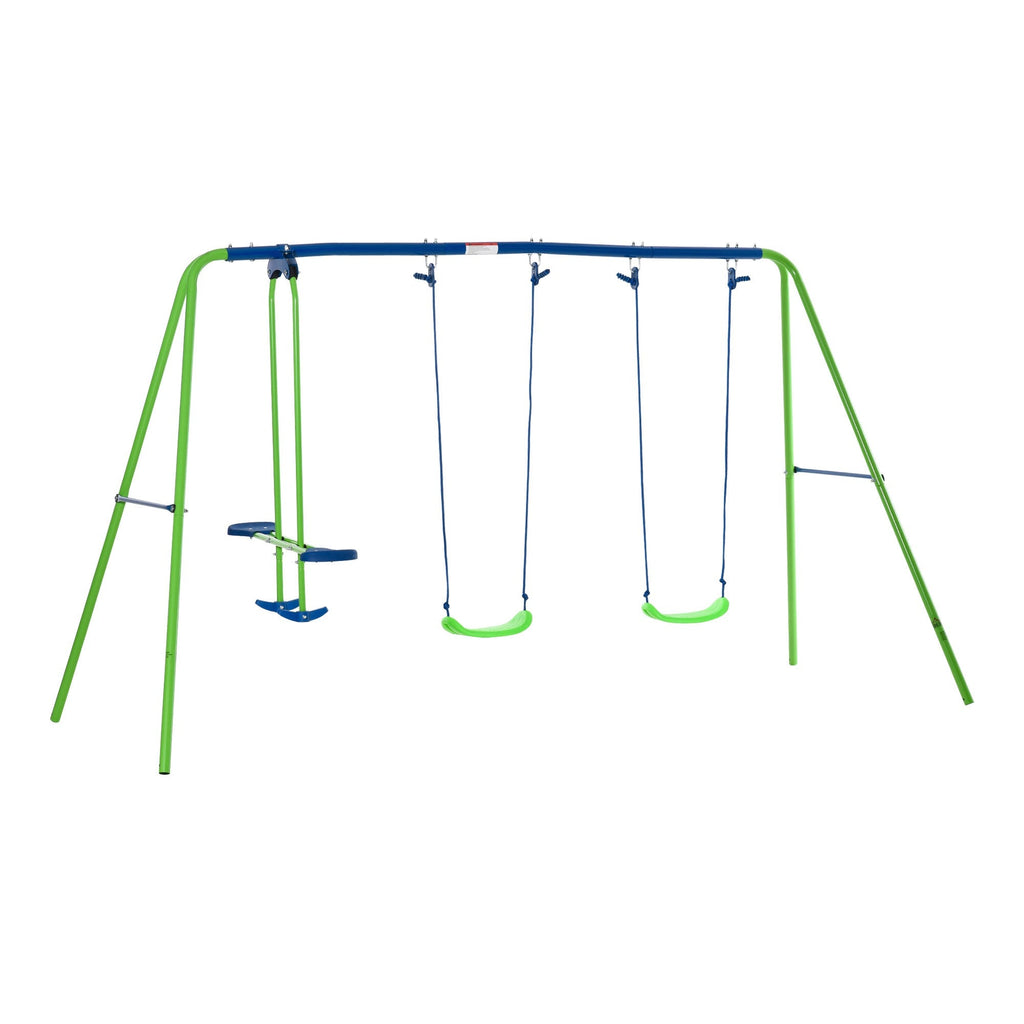 Easycomfort Set Altalene da Giardino per 4 Bambini, 1 Altalena Doppia e 2 Altalene Singole, Capacità di peso 45kg (Altalena) 180kg (Totale), 280x140x178cm