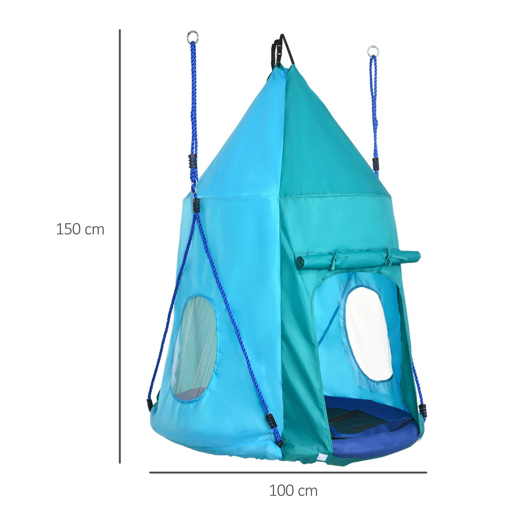 Easycomfort Altalena da Giardino with Tenda per Bambini da 3-8 Anni, Ø100cm e Corde Regolabili, Blu