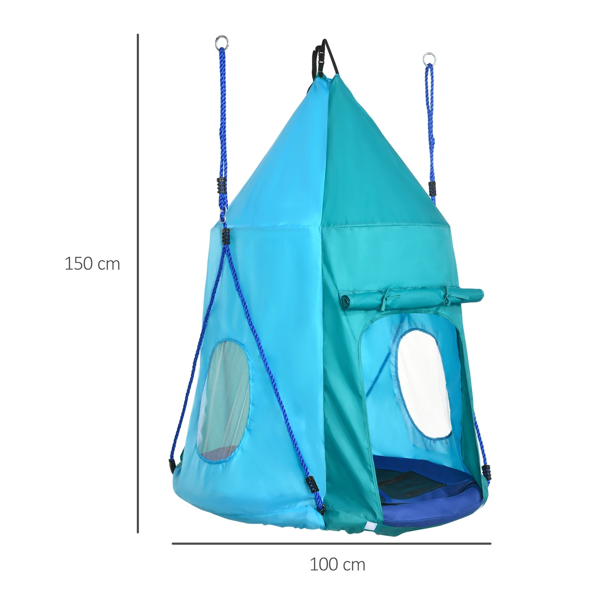 Easycomfort Altalena da Giardino with Tenda per Bambini da 3-8 Anni, Ø100cm e Corde Regolabili, Blu