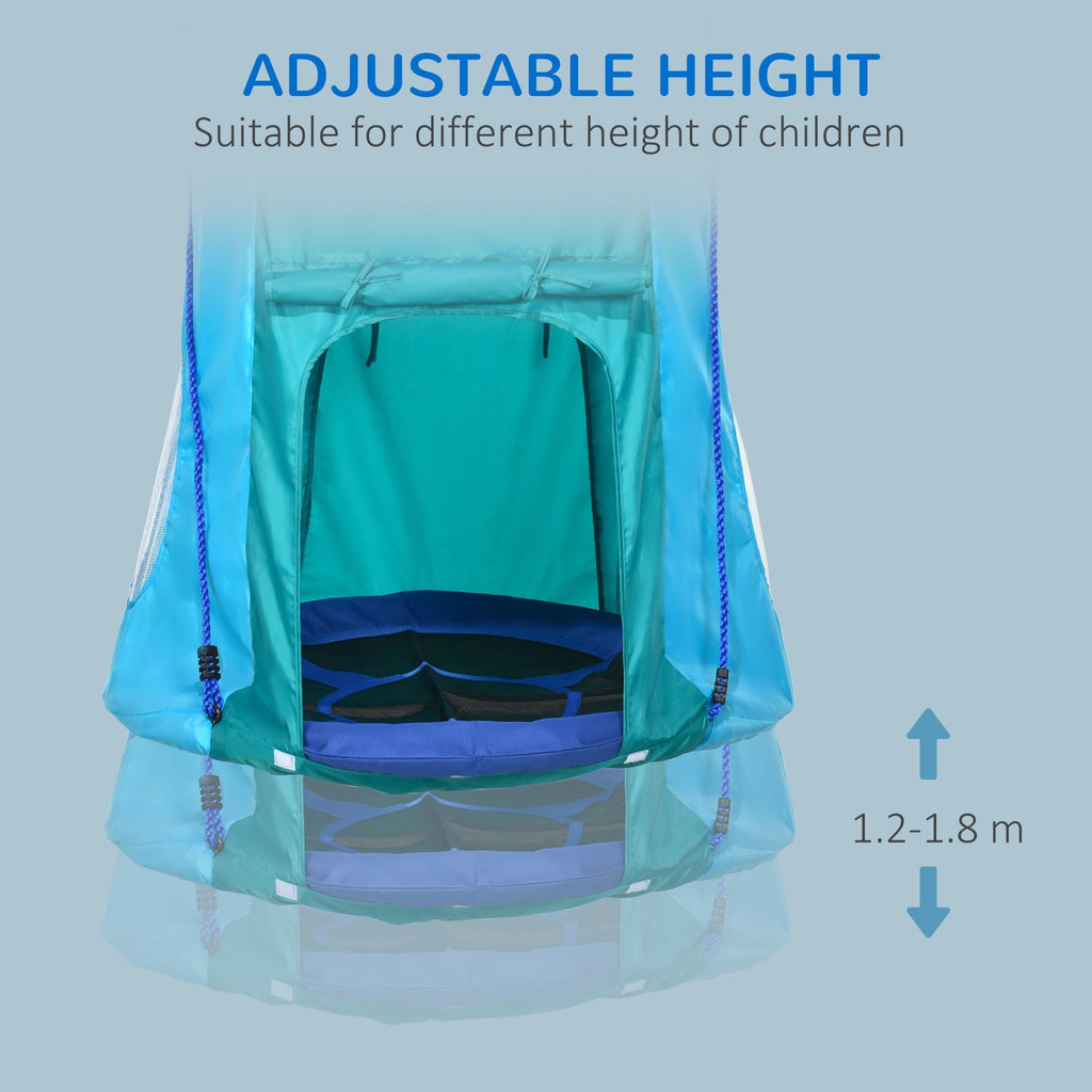 Easycomfort Altalena da Giardino with Tenda per Bambini da 3-8 Anni, Ø100cm e Corde Regolabili, Blu