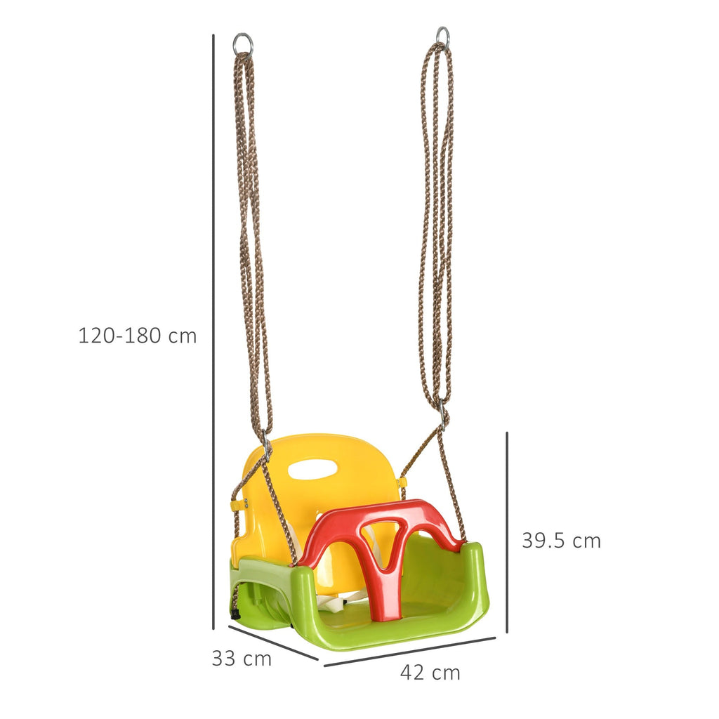 Easycomfort Altalena per Bambini 9-36 Mesi in PP e PE with Corda Regolabile e Cintura, 42x33x120-180 cm