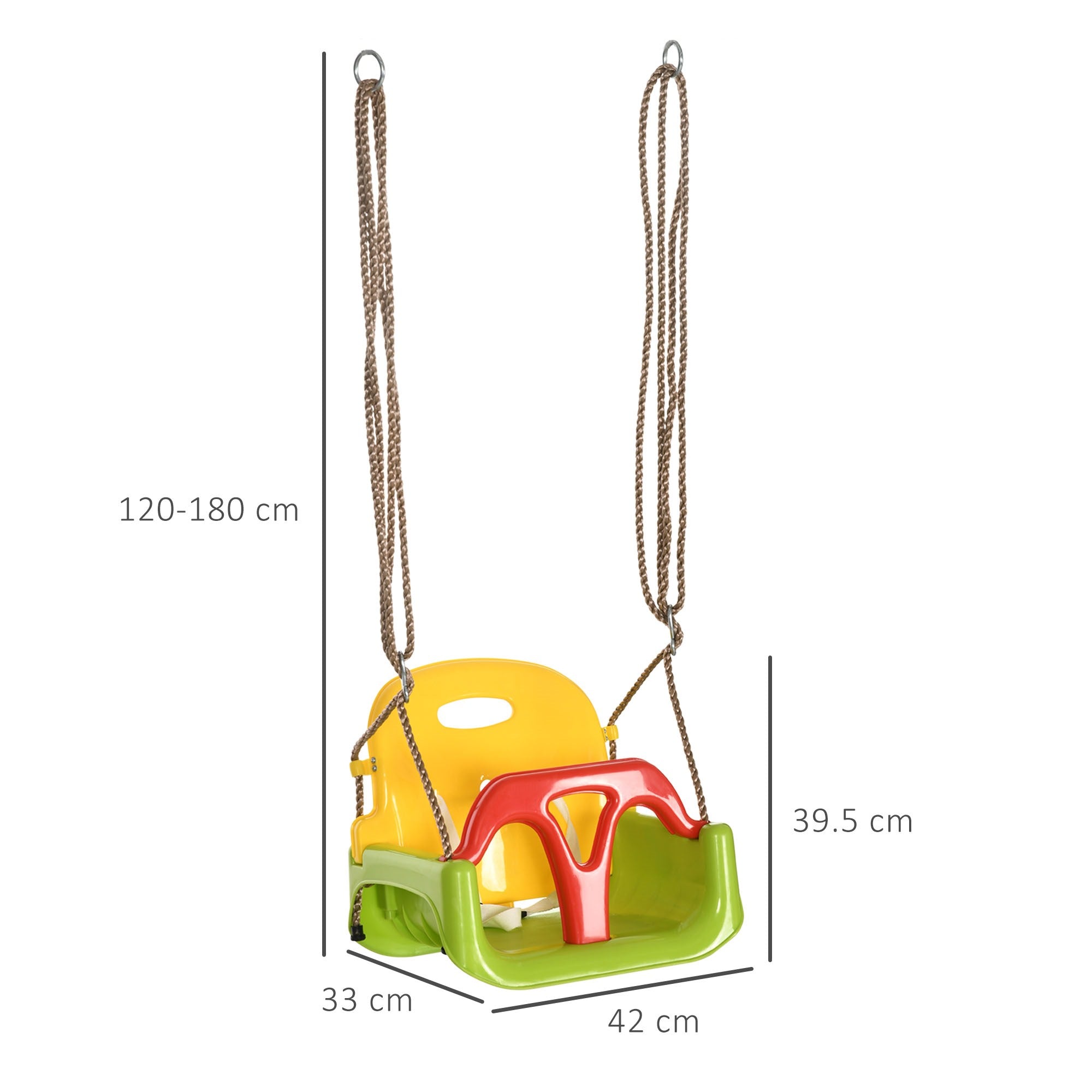 Easycomfort Altalena per Bambini 9-36 Mesi in PP e PE with Corda Regolabile e Cintura, 42x33x120-180 cm