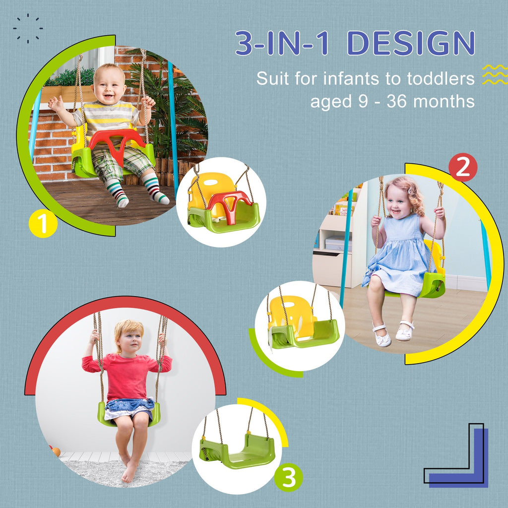 Easycomfort Altalena per Bambini 9-36 Mesi in PP e PE with Corda Regolabile e Cintura, 42x33x120-180 cm