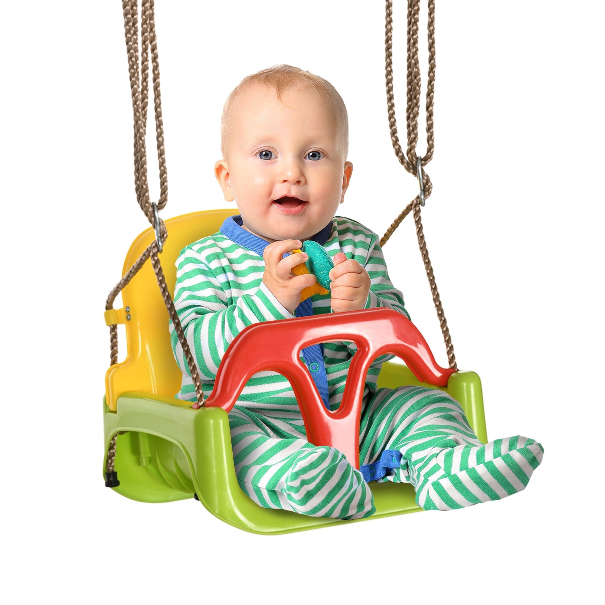 Easycomfort Altalena per Bambini 9-36 Mesi in PP e PE with Corda Regolabile e Cintura, 42x33x120-180 cm