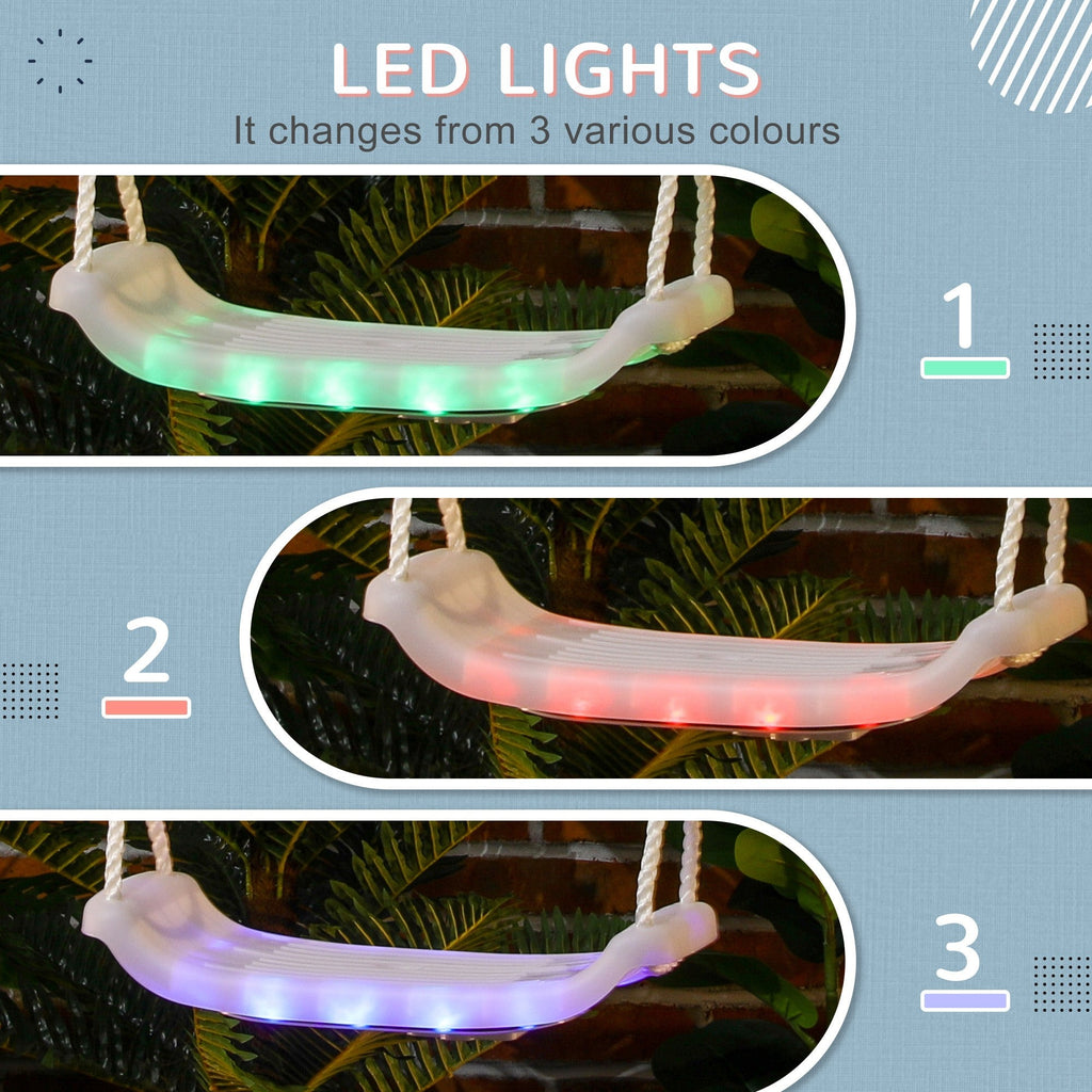 Easycomfort Altalena per Bambini 9-36 Mesi in PP e PE with Corda Regolabile e Luci LED, 39x16.5x120-180 cm, white