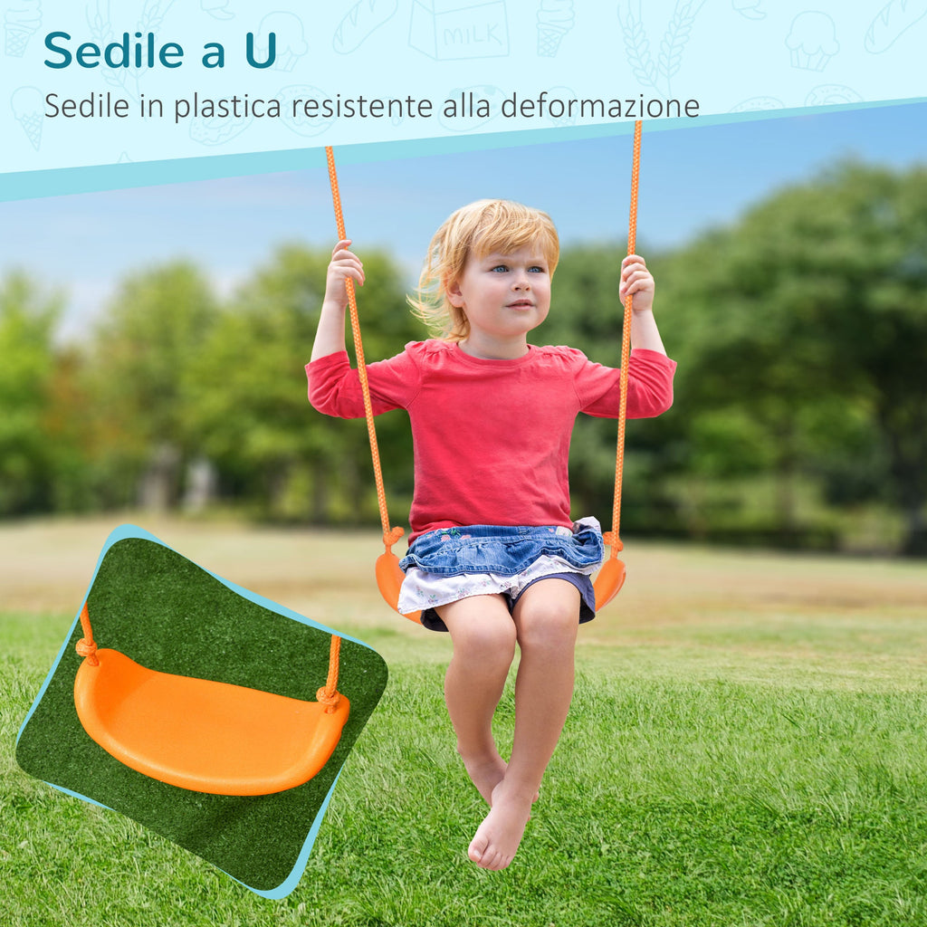 Easycomfort Altalena per Bambini 3-8 Anni da Giardino in Acciaio e PE with Seggiolino e Picchetti, 163x145x181 cm
