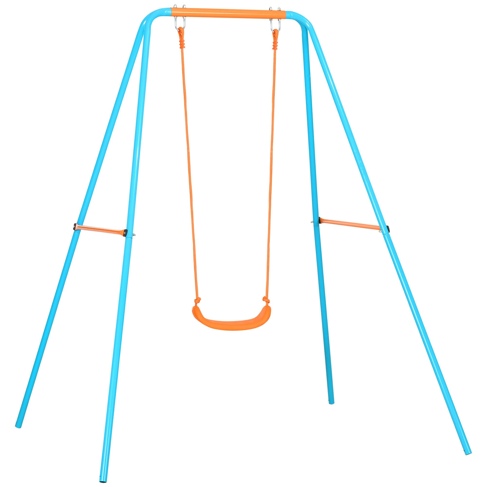Easycomfort Altalena per Bambini 3-8 Anni da Giardino in Acciaio e PE with Seggiolino e Picchetti, 163x145x181 cm