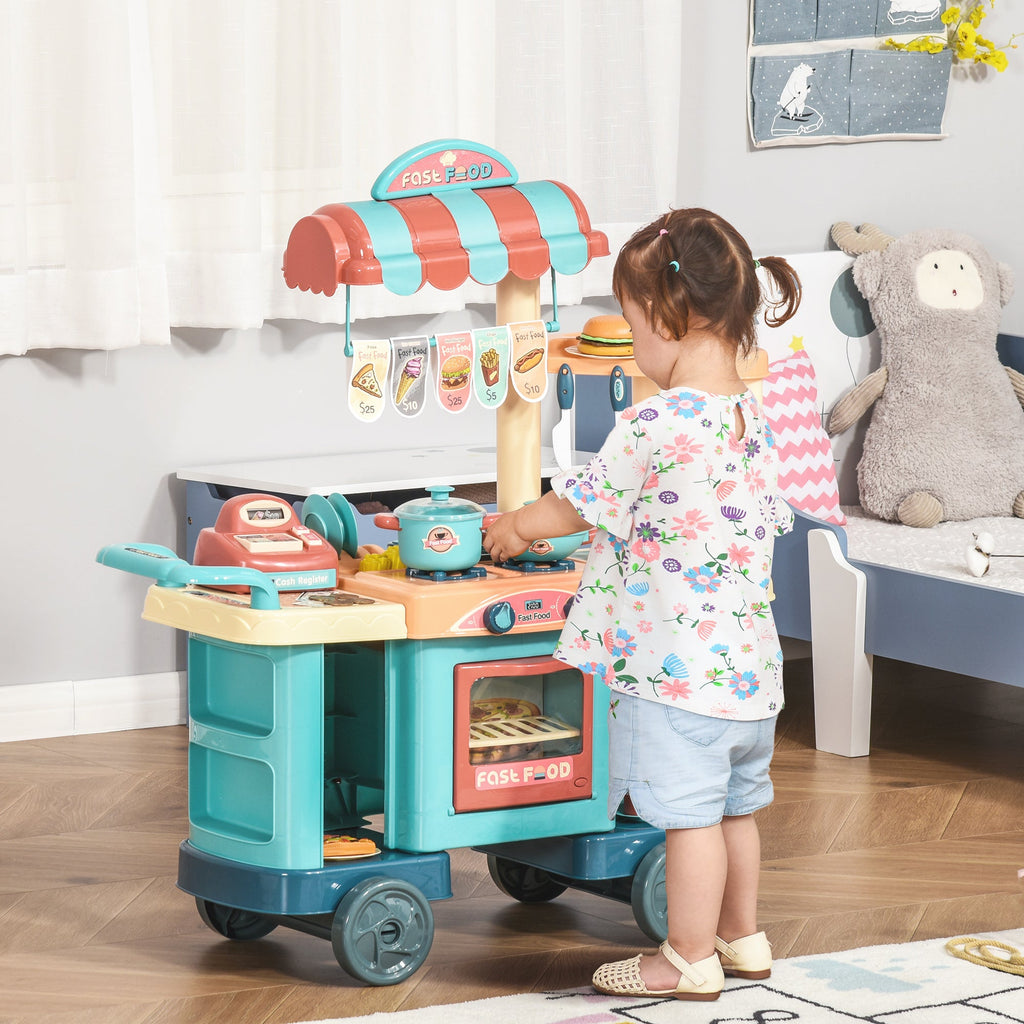 Easycomfort Cucina Giocattolo Per Bambini 3-6 Anni, Caffetteria Ristorante with 50 Accessori Inclusi, 79.5 x 33 x 90.5cm