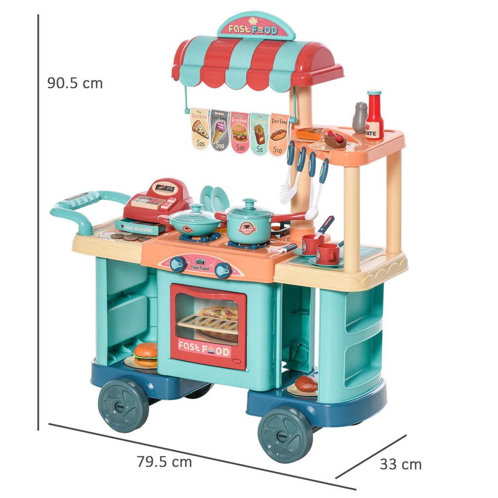 Easycomfort Cucina Giocattolo Per Bambini 3-6 Anni, Caffetteria Ristorante with 50 Accessori Inclusi, 79.5 x 33 x 90.5cm