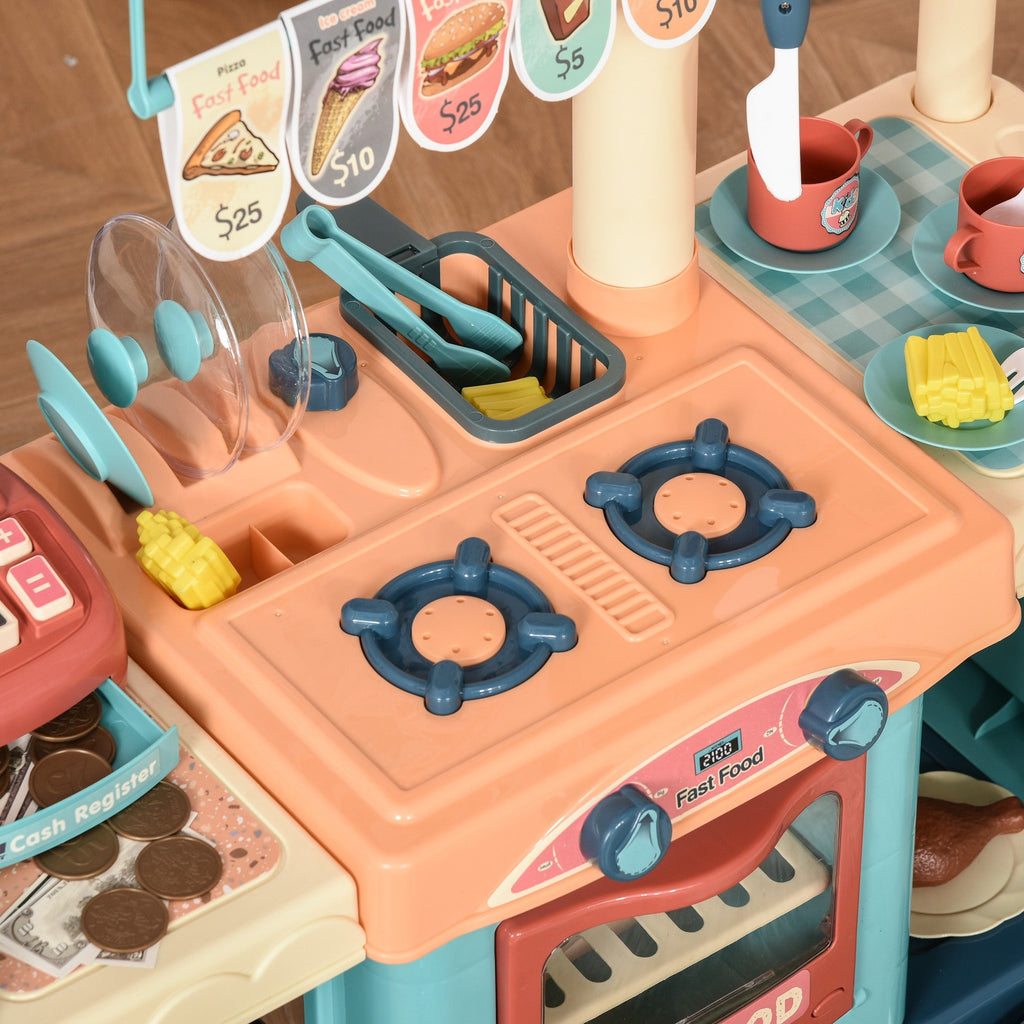 Easycomfort Cucina Giocattolo Per Bambini 3-6 Anni, Caffetteria Ristorante with 50 Accessori Inclusi, 79.5 x 33 x 90.5cm
