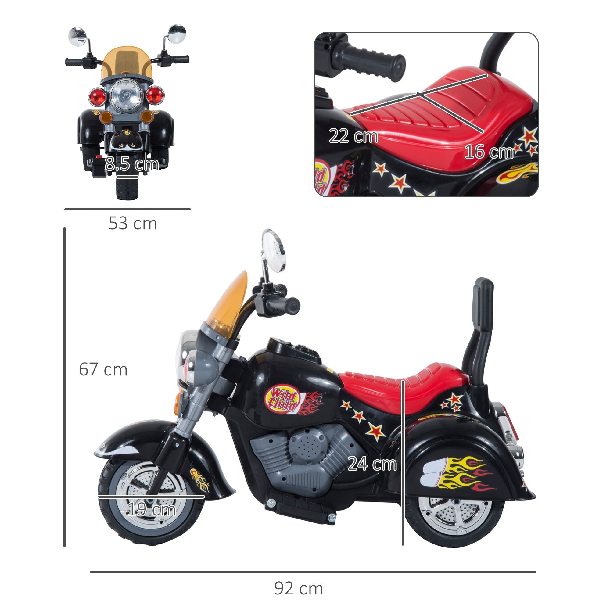 EasyComfort Mini elektrische kindermotor 3 wielen 6V 37–72 maanden