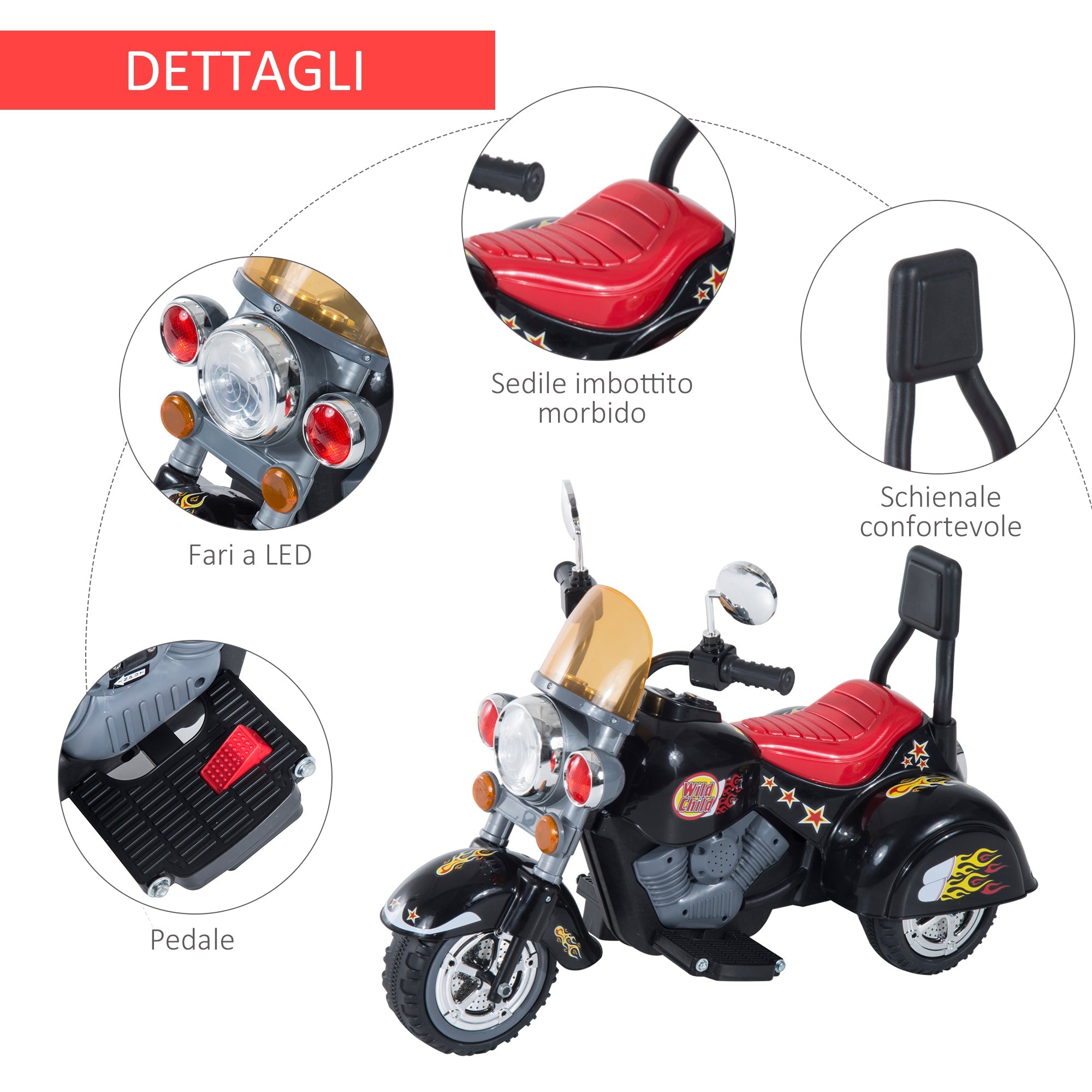 EasyComfort Mini elektrische kindermotor 3 wielen 6V 37–72 maanden