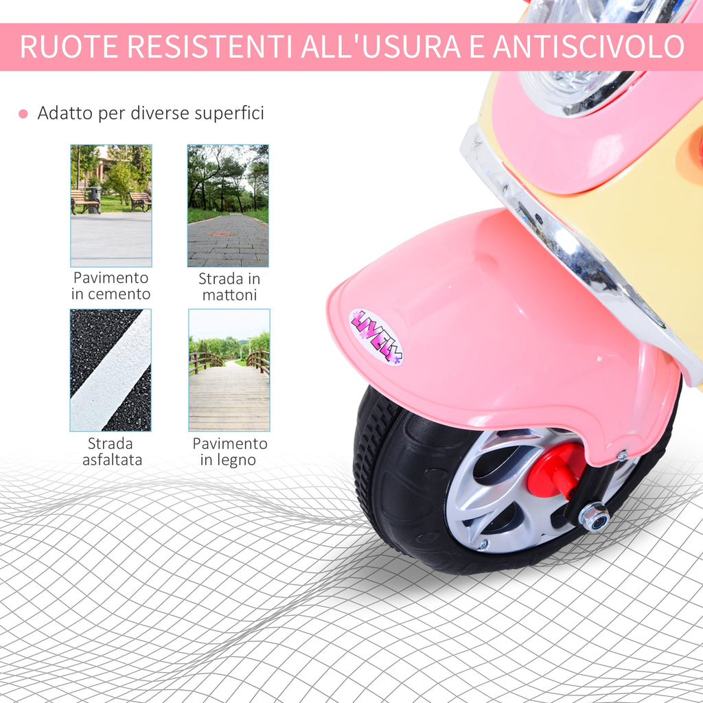 EasyComfort elektrische kindermotor 6V 3 km/h, 3-wiel, roze