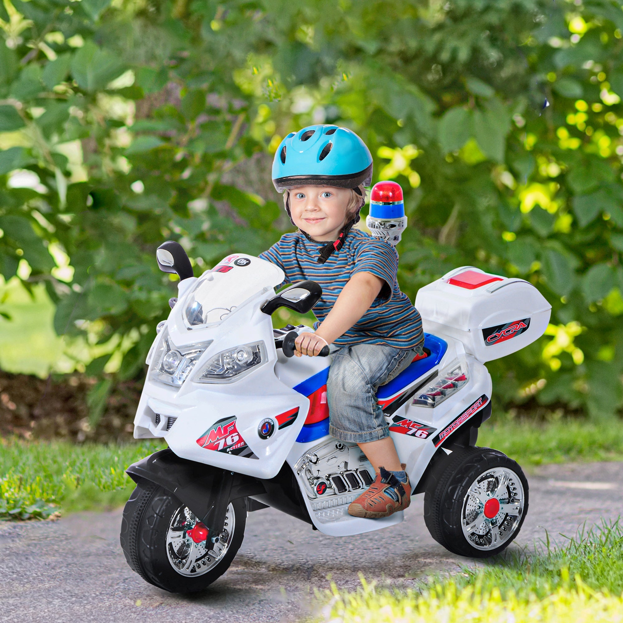 Easycomfort Moto Elettrica per Bambini da 3-5 Anni Motorino Elettrico Giocattolo 3 Ruote with Musica, Velocità 3KM/h, Luci 112×51×72.5cm