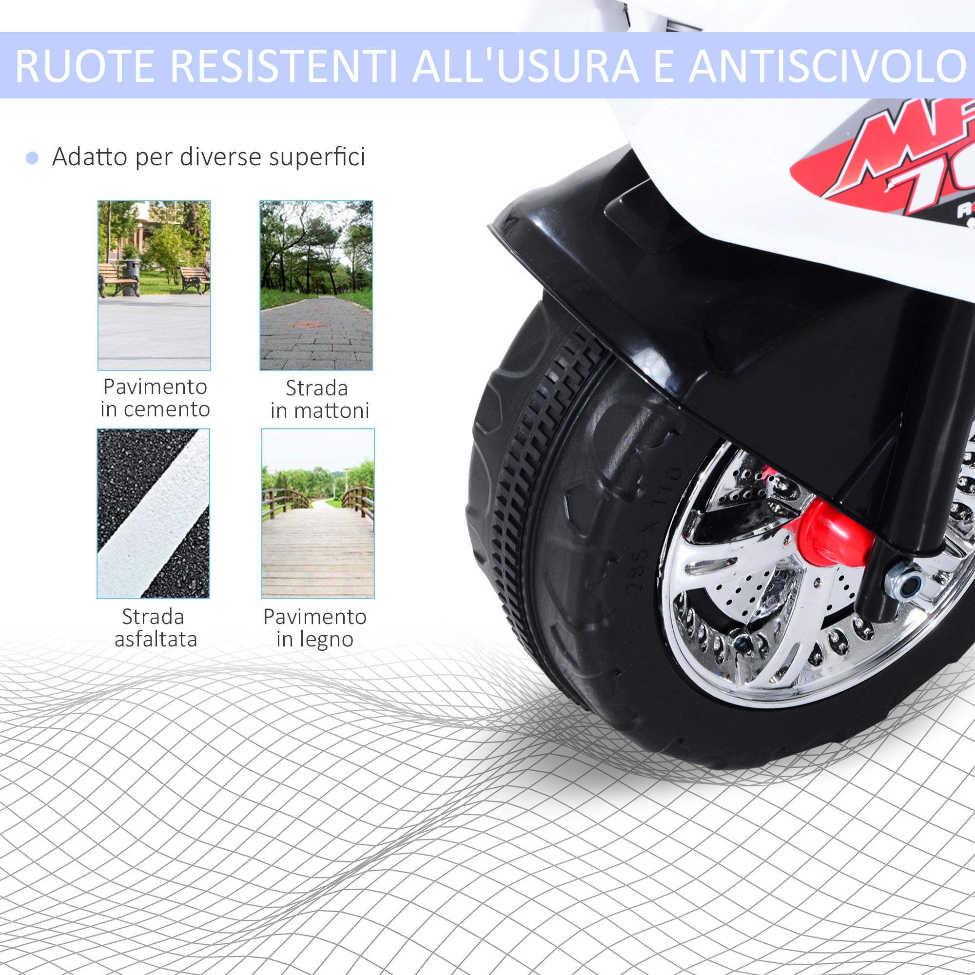 Easycomfort Moto Elettrica per Bambini da 3-5 Anni Motorino Elettrico Giocattolo 3 Ruote with Musica, Velocità 3KM/h, Luci 112×51×72.5cm
