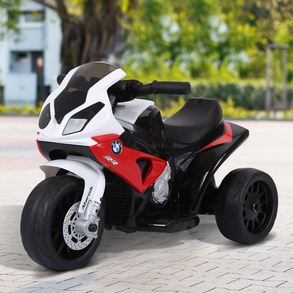 Easycomfort Moto Elettrica per Bambini Max. 20kg with Licenza BMW, 3 Ruote, Batteria Ricaricabile 6V, white Rosso, 66x37x44cm