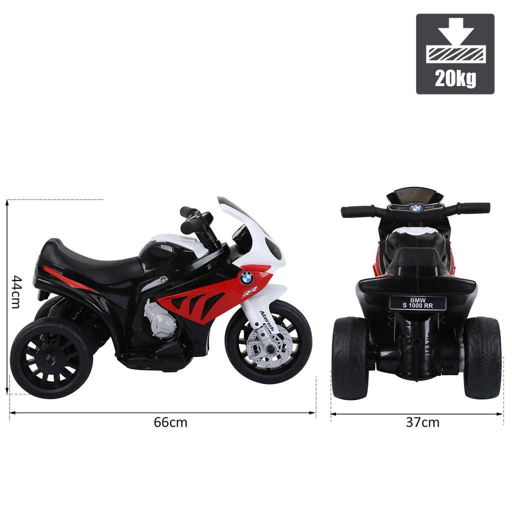 Easycomfort Moto Elettrica per Bambini Max. 20kg with Licenza BMW, 3 Ruote, Batteria Ricaricabile 6V, white Rosso, 66x37x44cm