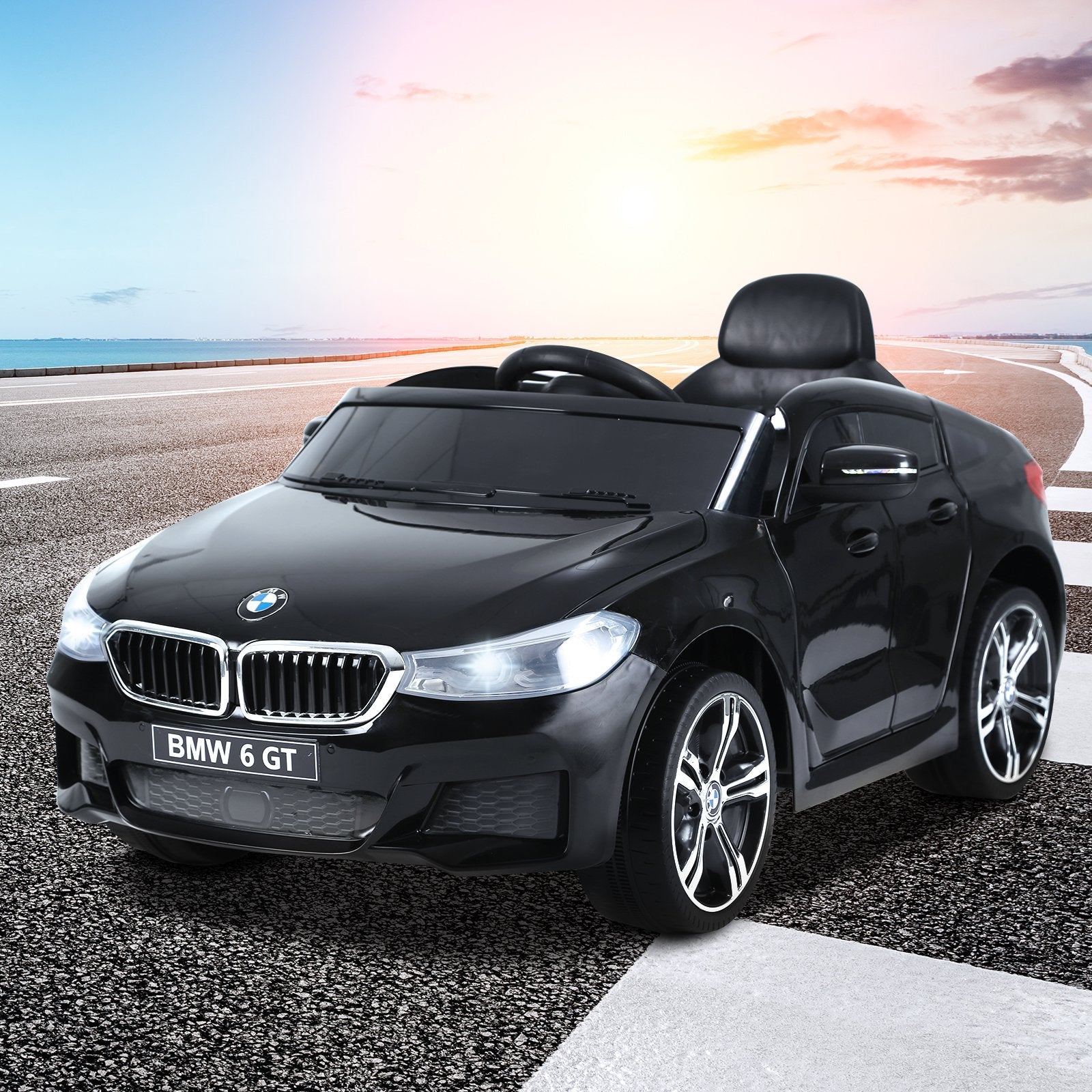 BMW 6GT elektrische kinderauto 6 V met afstandsbediening - zwart