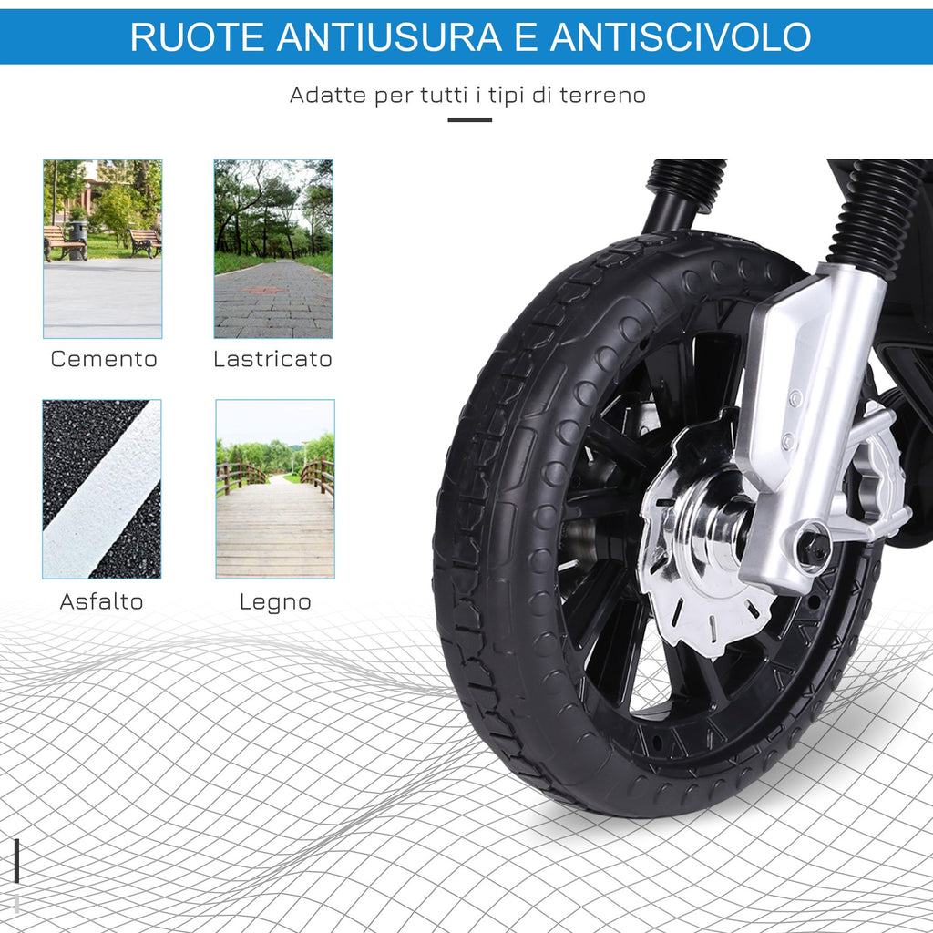 Easycomfort Moto Elettrica per Bambini da 6V with Rotelle e Fari, in PP e Metallo, 105x52.3x62.3 cm, Azzurro e black