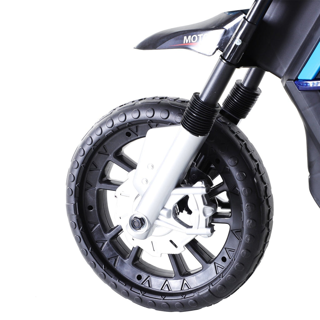 Easycomfort Moto Elettrica per Bambini da 6V with Rotelle e Fari, in PP e Metallo, 105x52.3x62.3 cm, Azzurro e black