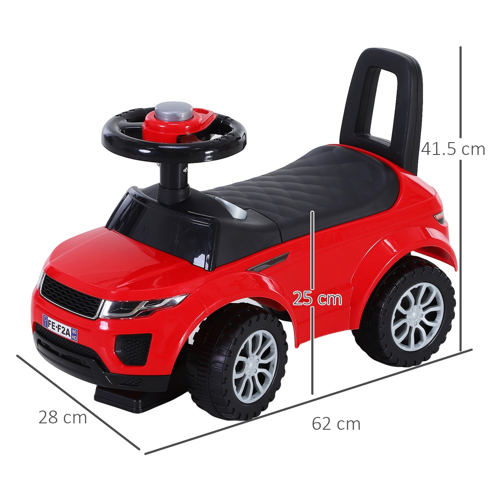 Easycomfort Macchina Cavalcabile Giocattolo per Bambini 12-36 Mesi, Macchina a Spinta with Vano Contenitore e Schienale, Rossa