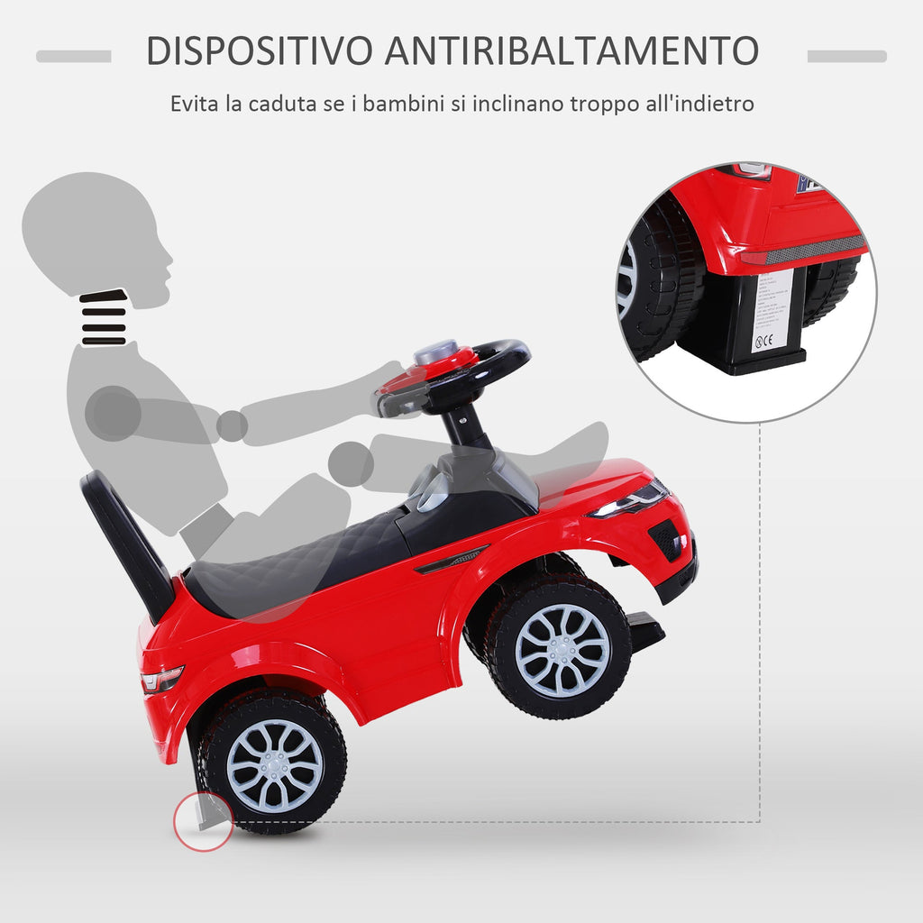 Easycomfort Macchina Cavalcabile Giocattolo per Bambini 12-36 Mesi, Macchina a Spinta with Vano Contenitore e Schienale, Rossa