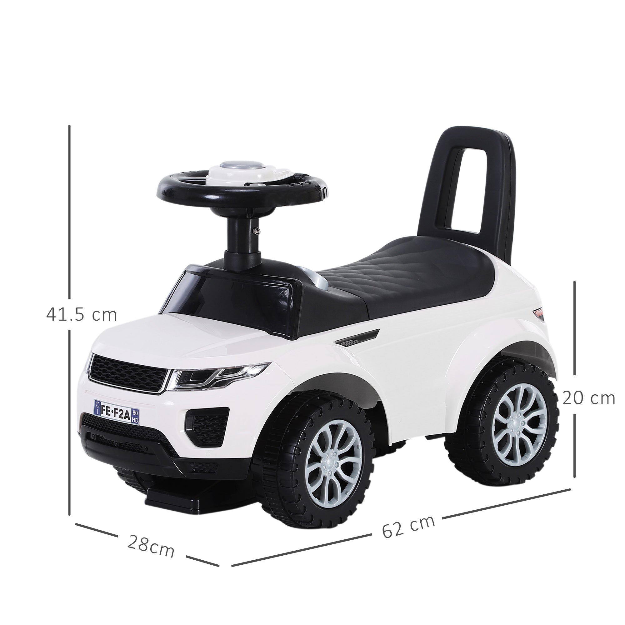 Easycomfort Macchina Cavalcabile Giocattolo per Bambini 12-36 Mesi, Macchina a Spinta with Vano Contenitore e Schienale, Bianca