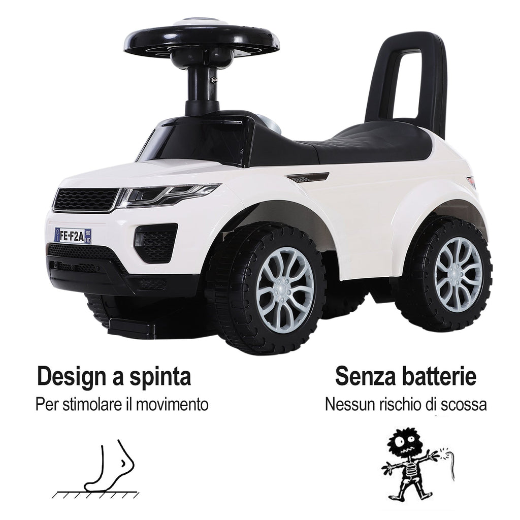 Easycomfort Macchina Cavalcabile Giocattolo per Bambini 12-36 Mesi, Macchina a Spinta with Vano Contenitore e Schienale, Bianca