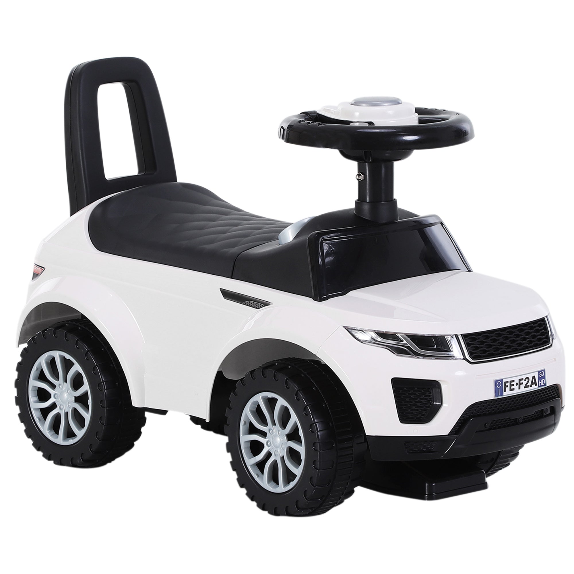 Easycomfort Macchina Cavalcabile Giocattolo per Bambini 12-36 Mesi, Macchina a Spinta with Vano Contenitore e Schienale, Bianca
