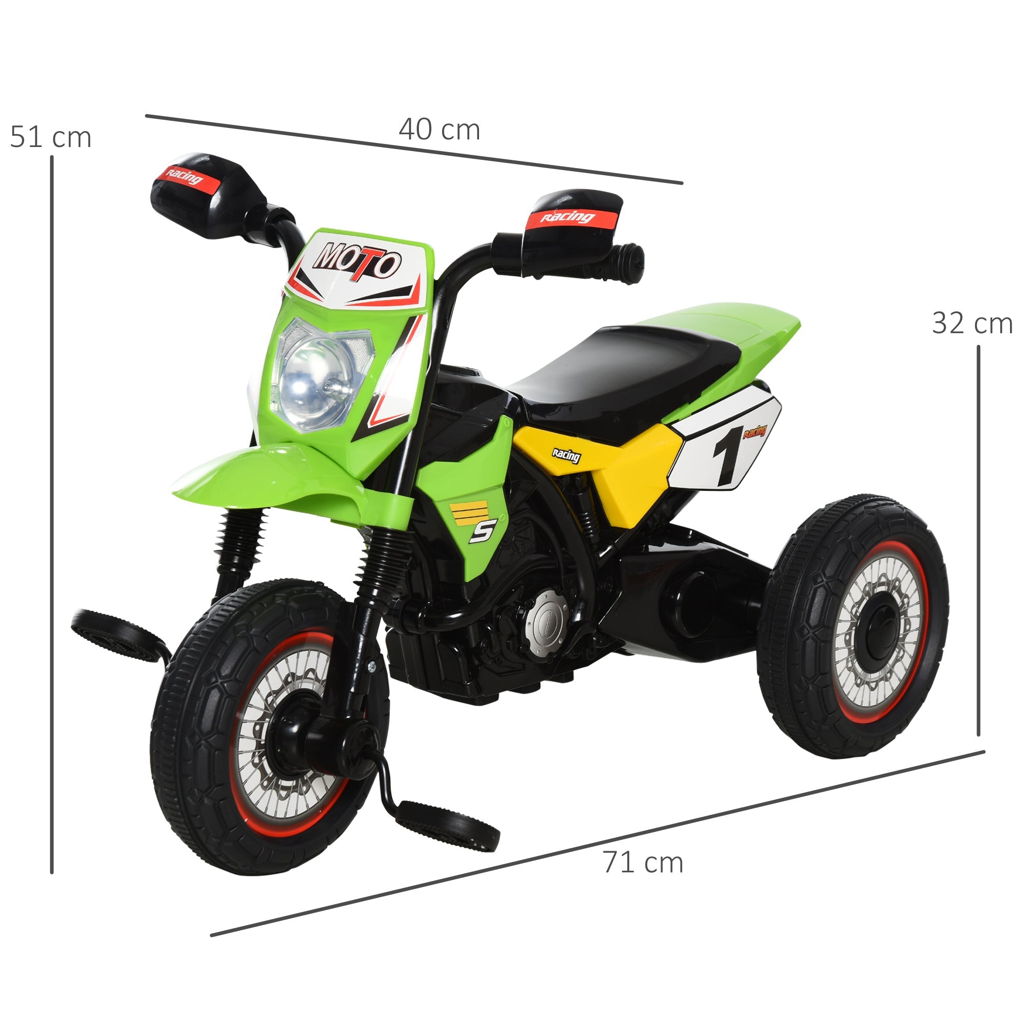 EasyComfort driewieler motorstijl met licht en geluid 71x40x51 cm groen