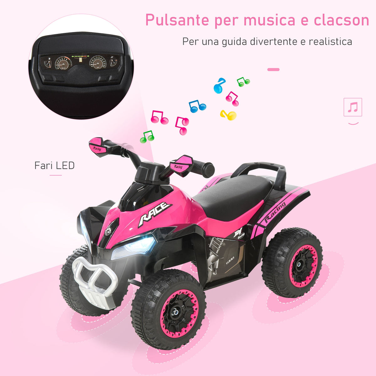 EasyComfort loopquad voor kinderen met licht en geluid – roze
