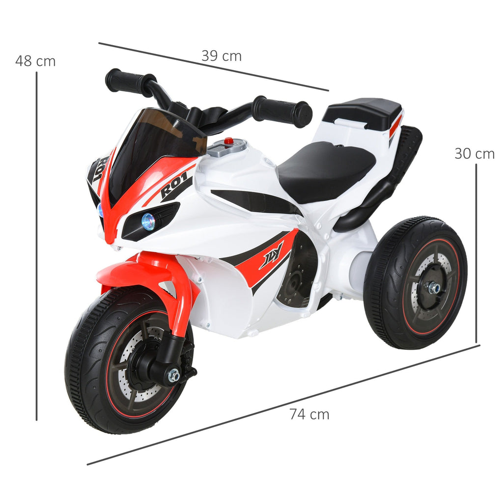 Easycomfort Moto a 3 Ruote per Bambini 18-36 Mesi with Musica Fari Senza Pedale in PP Metallo Bianca Rossa