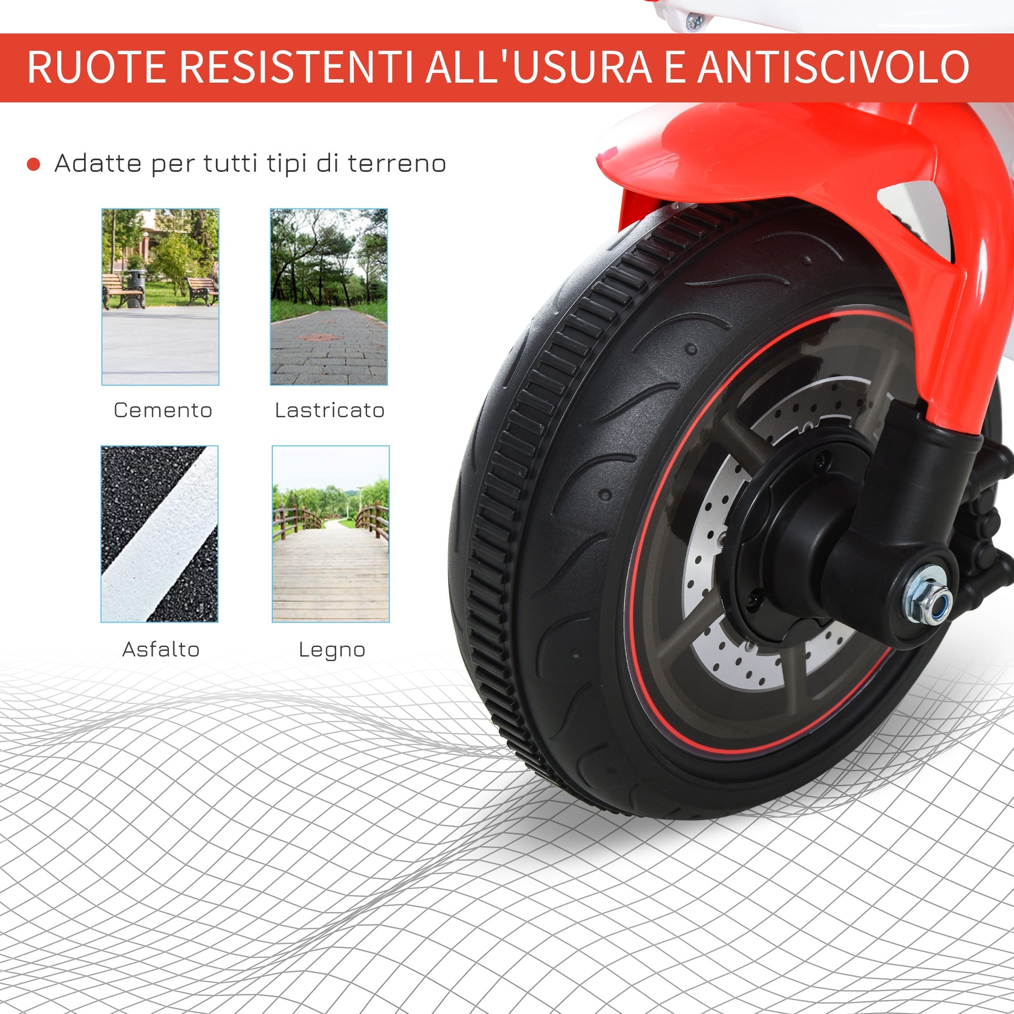 Easycomfort Moto a 3 Ruote per Bambini 18-36 Mesi with Musica Fari Senza Pedale in PP Metallo Bianca Rossa