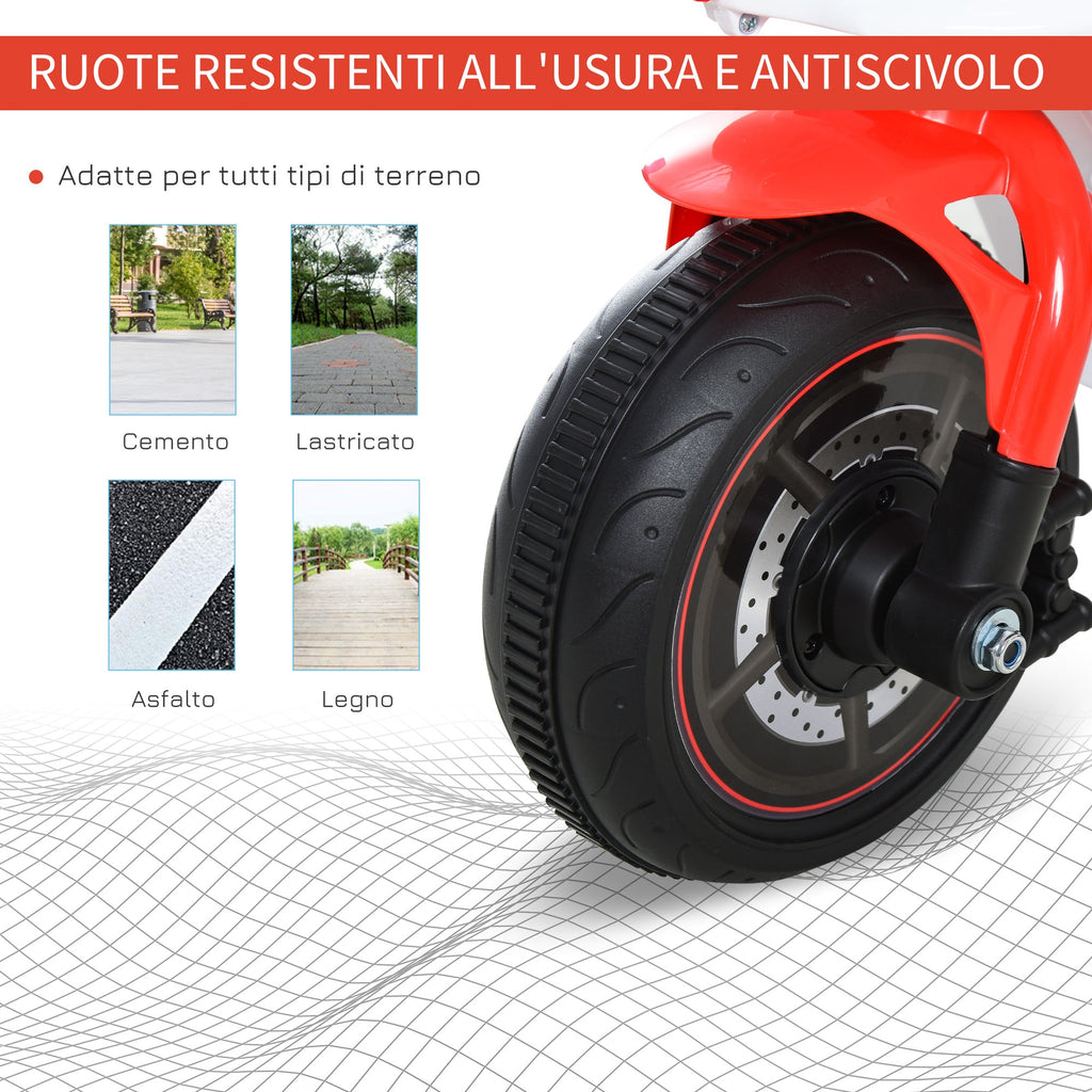Easycomfort Moto a 3 Ruote per Bambini 18-36 Mesi with Musica Fari Senza Pedale in PP Metallo Bianca Rossa