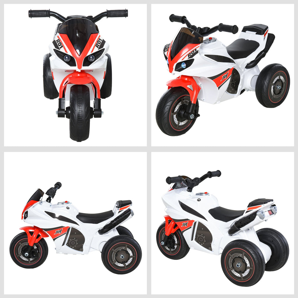Easycomfort Moto a 3 Ruote per Bambini 18-36 Mesi with Musica Fari Senza Pedale in PP Metallo Bianca Rossa