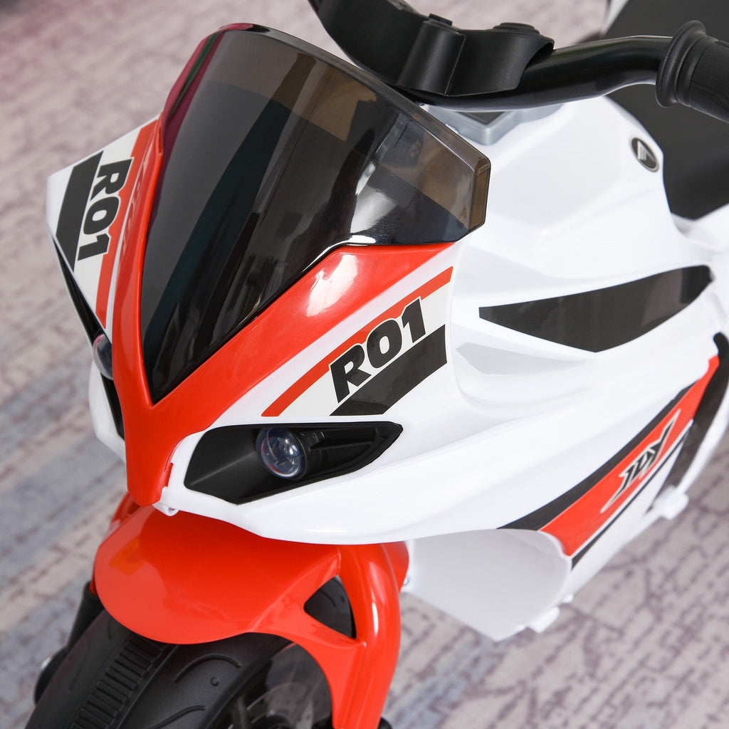 Easycomfort Moto a 3 Ruote per Bambini 18-36 Mesi with Musica Fari Senza Pedale in PP Metallo Bianca Rossa
