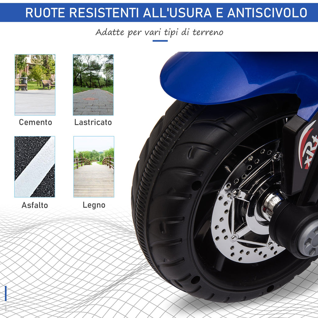 Easycomfort Moto Elettrica per Bambini 3-5 Anni 6V (max. 25kg), Velocità 3km/h, with 3 Ruote, Luci e Suoni, Blu e black, 86x42x52cm
