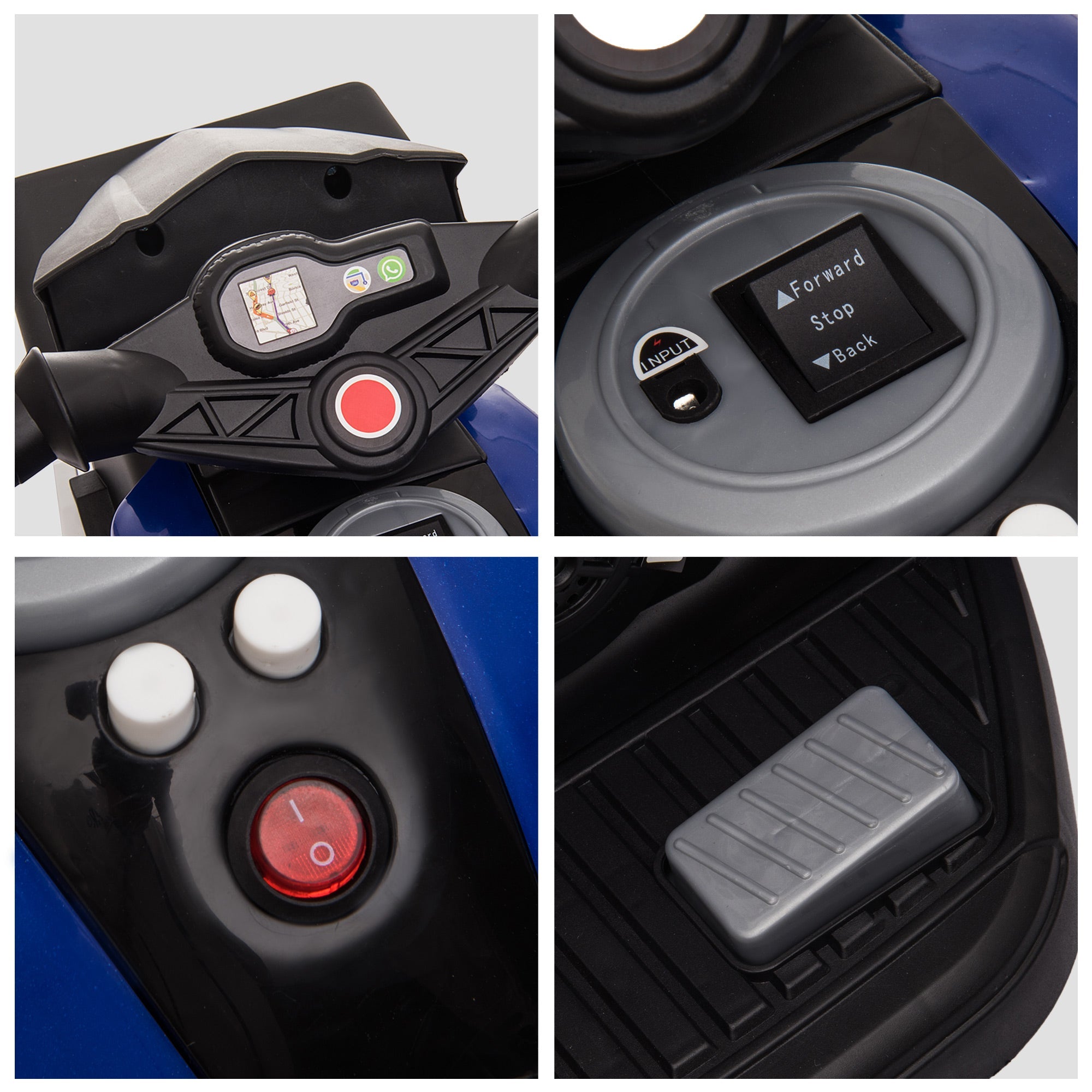 Easycomfort Moto Elettrica per Bambini 3-5 Anni 6V (max. 25kg), Velocità 3km/h, with 3 Ruote, Luci e Suoni, Blu e black, 86x42x52cm