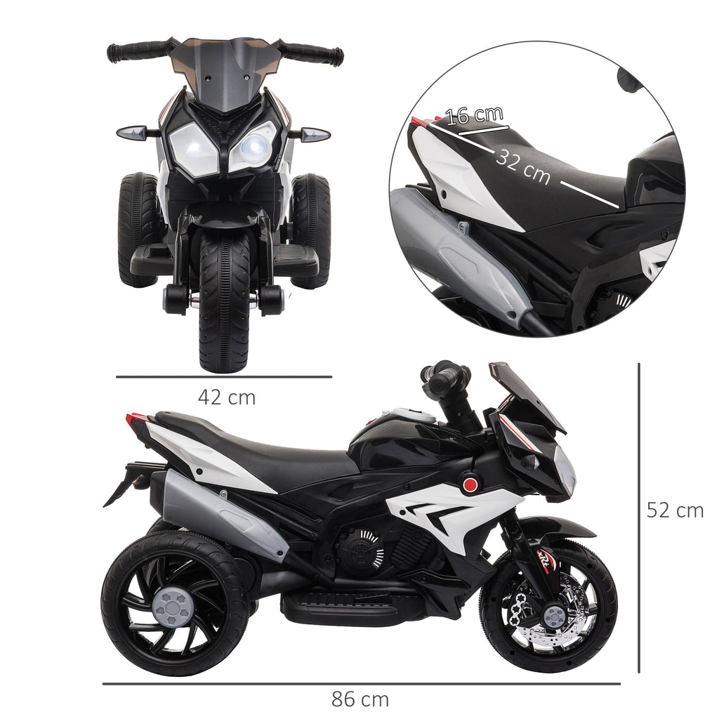 Easycomfort Moto Elettrica per Bambini 3-5 Anni Max. 25kg with Luci, Musica, Batteria 6V e Velocità 3km/h, 86cmx42cmx52cm Nera