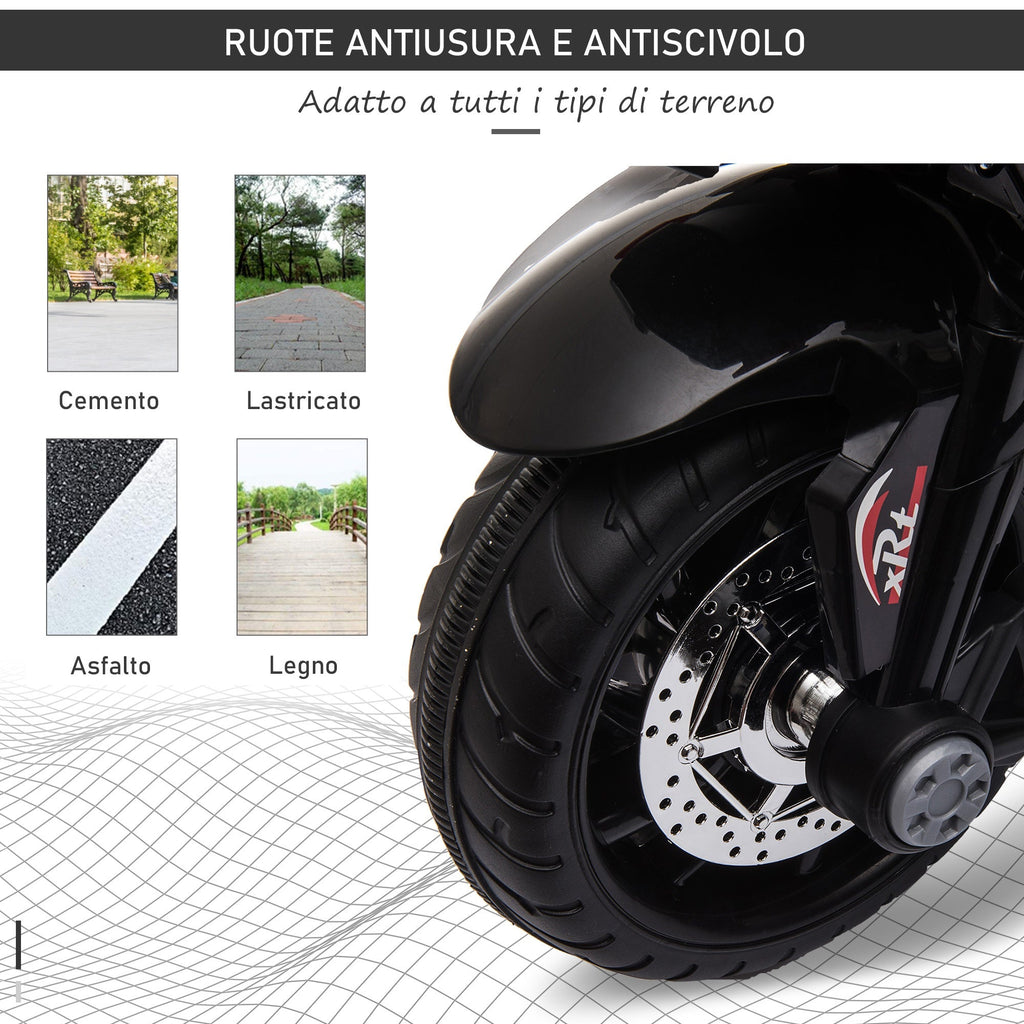 Easycomfort Moto Elettrica per Bambini 3-5 Anni Max. 25kg with Luci, Musica, Batteria 6V e Velocità 3km/h, 86cmx42cmx52cm Nera