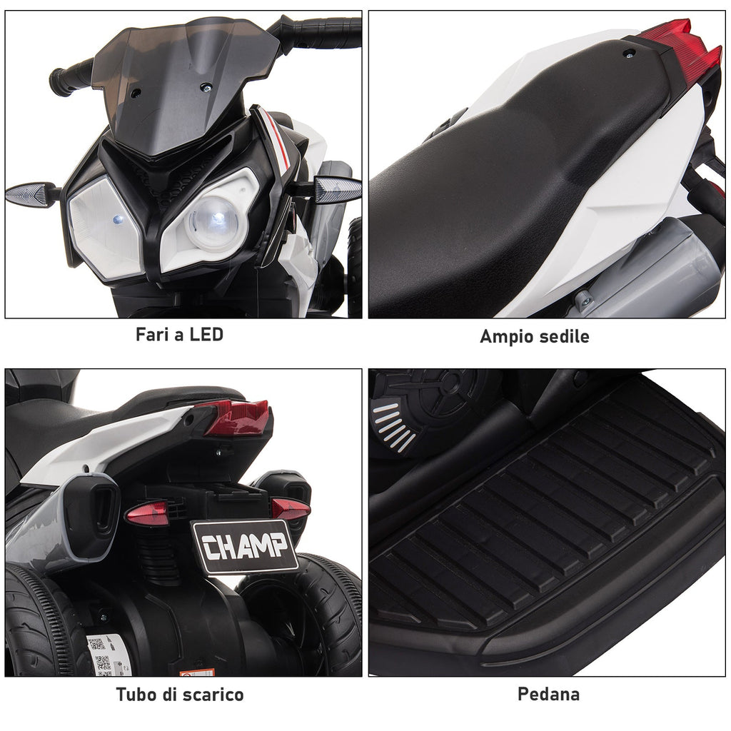 Easycomfort Moto Elettrica per Bambini 3-5 Anni Max. 25kg with Luci, Musica, Batteria 6V e Velocità 3km/h, 86cmx42cmx52cm Nera