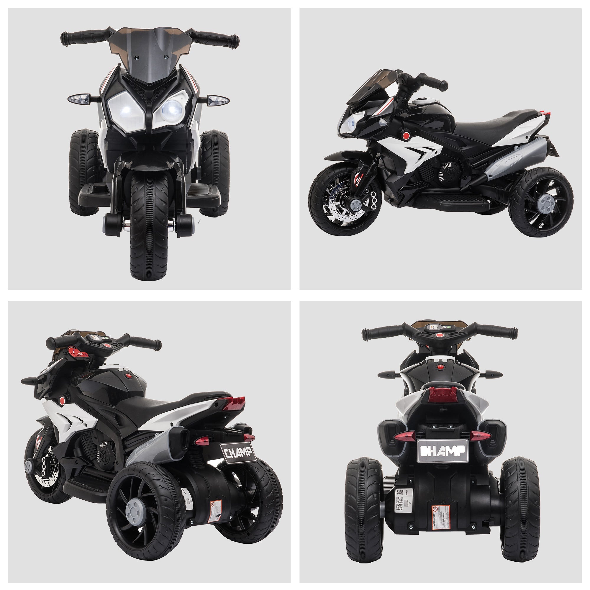 Easycomfort Moto Elettrica per Bambini 3-5 Anni Max. 25kg with Luci, Musica, Batteria 6V e Velocità 3km/h, 86cmx42cmx52cm Nera